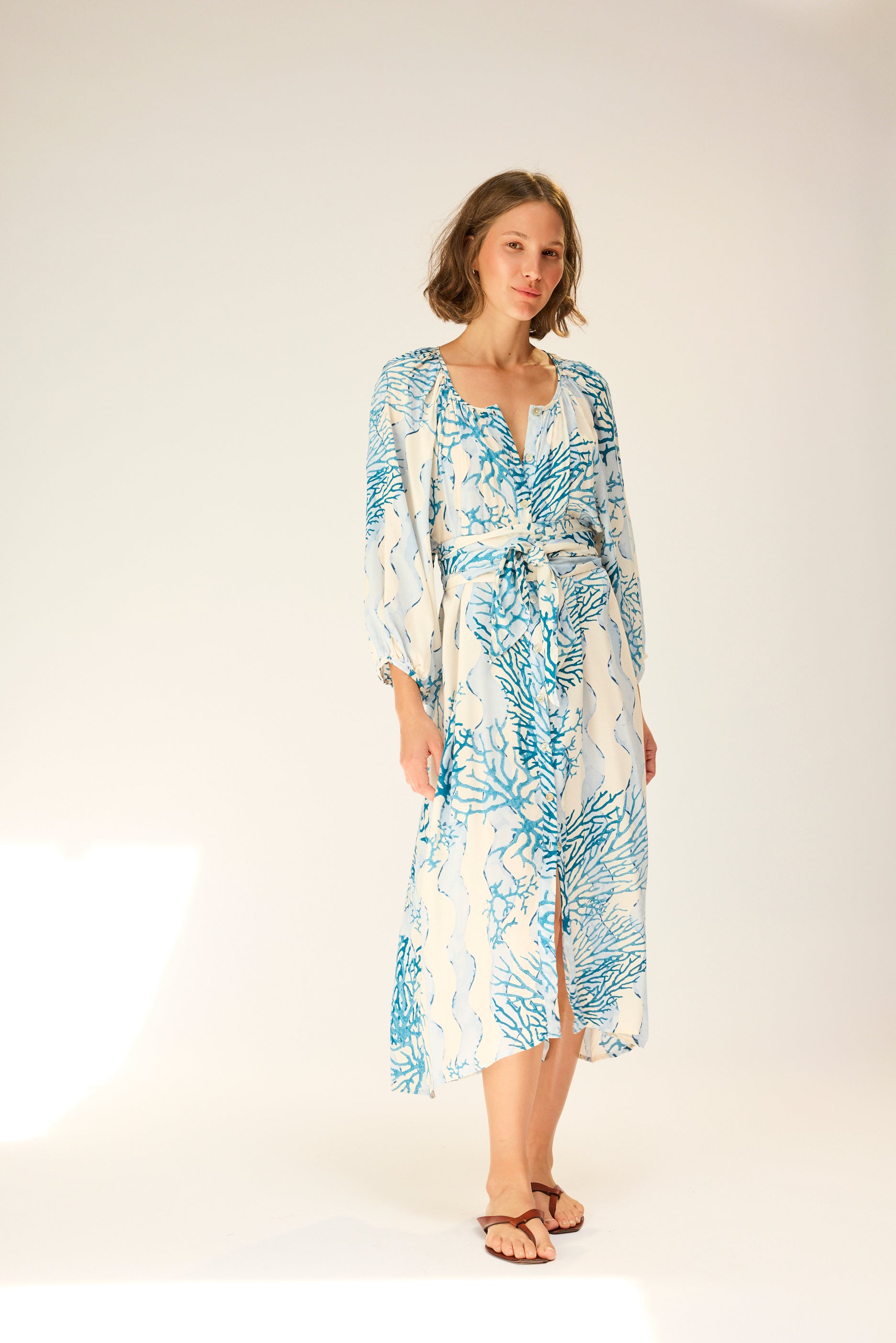 white christmas dresses Tulip Print French Blue Fiore Maxi Dress main image 1