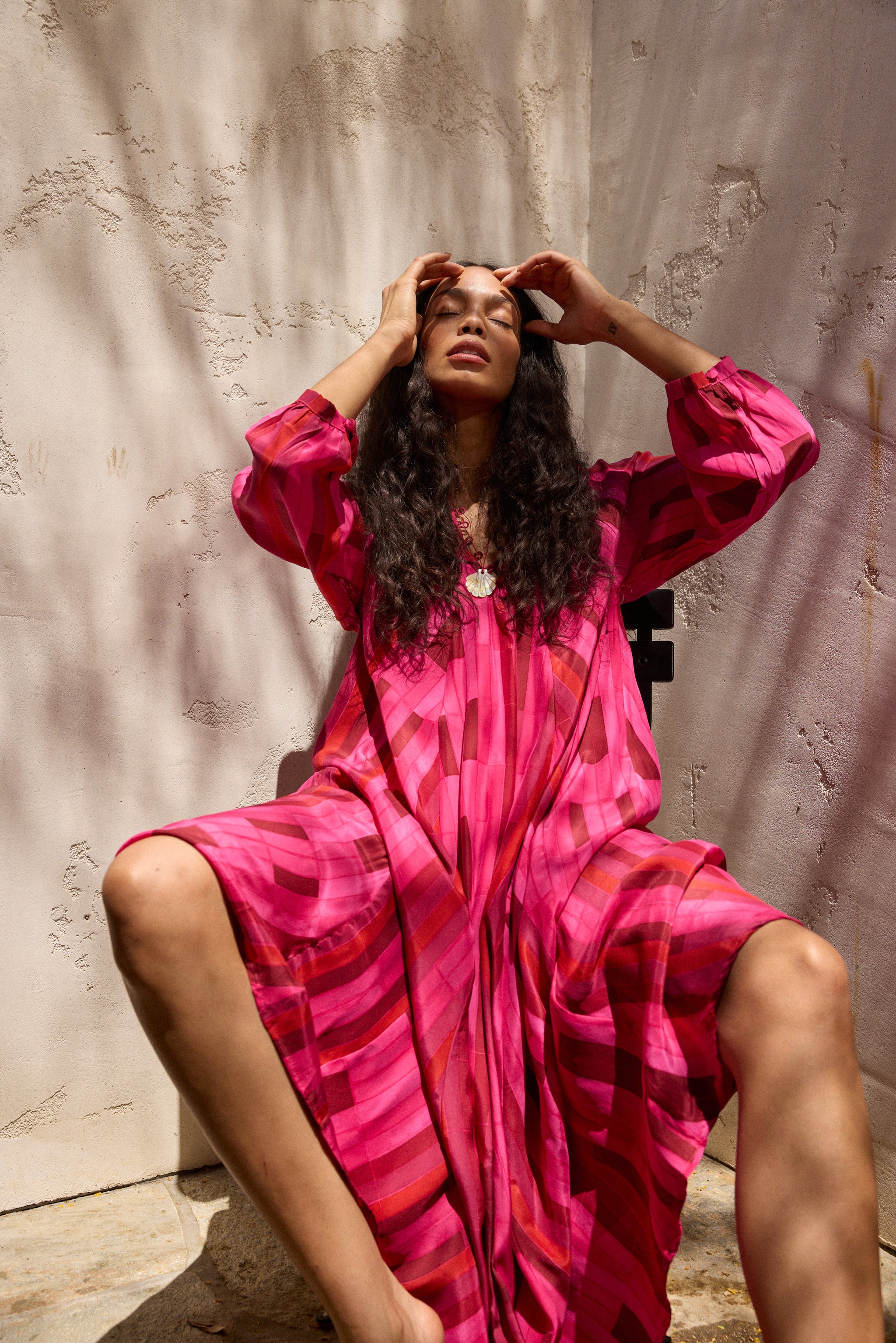 strapless open back dress Fayola Printed Maxi Dress in Watercolour Wine main image 0