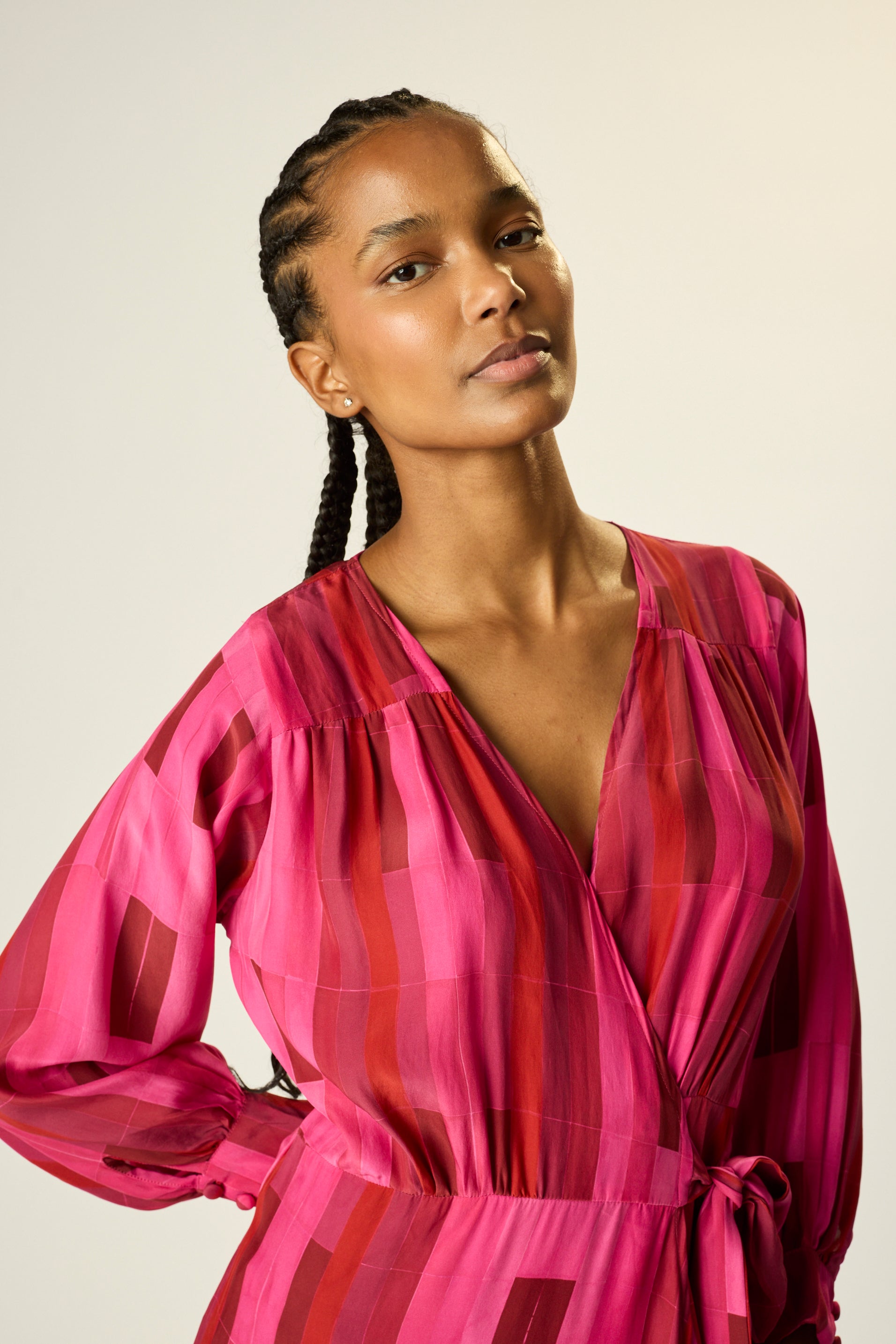 pink wrap dress with long sleeves Flounce London satin long sleeve wrap maxi dress in blush pink